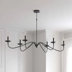 Wholesale 💯 Signature Hardware Candler 60W 6-Light Candelabra E-12 Chandelier in Matte Black 👍 -Signature Hardware shop Query 1010