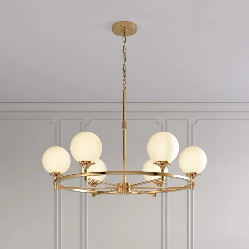 Top 10 ⭐ Signature Hardware Alfaro 60W 6-Light Candelabra E-12 Chandelier in Brushed Gold ✨ 3 Top 10 ⭐ Signature Hardware Alfaro 60W 6-Light Candelabra E-12 Chandelier in Brushed Gold ✨