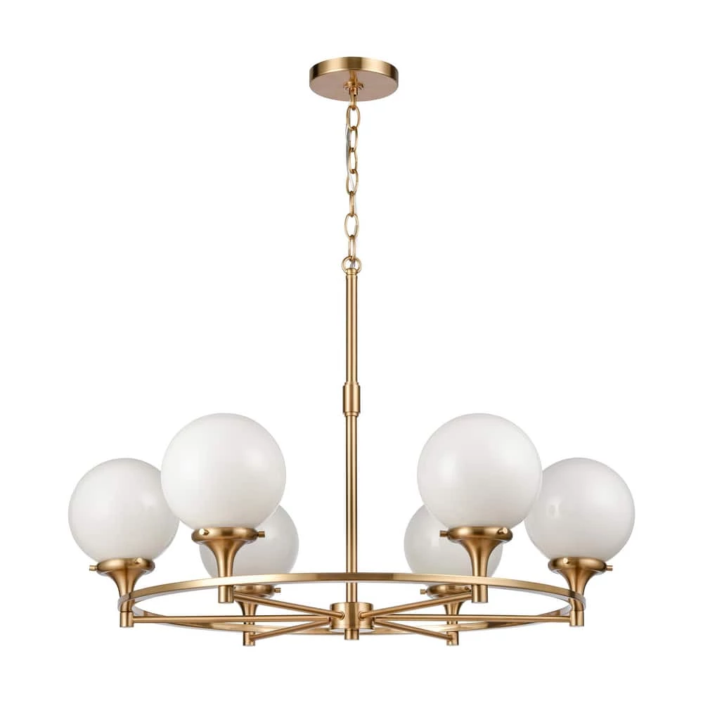 Top 10 ⭐ Signature Hardware Alfaro 60W 6-Light Candelabra E-12 Chandelier in Brushed Gold ✨ 4 Top 10 ⭐ Signature Hardware Alfaro 60W 6-Light Candelabra E-12 Chandelier in Brushed Gold ✨ - Image 2