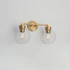 Promo 🤩 Signature Hardware Albury 60W 2-Light Medium E-26 Vanity Fixture in Brushed Gold 🎉