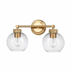 Promo 🤩 Signature Hardware Albury 60W 2-Light Medium E-26 Vanity Fixture in Brushed Gold 🎉 -Signature Hardware shop Query 1056
