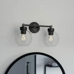 Wholesale 🥰 Signature Hardware Albury 60W 2-Light Medium E-26 Vanity Fixture in Matte Black 🎁 -Signature Hardware shop Query 1064