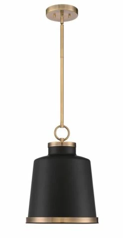 Deals 🧨 Signature Hardware Ferncliff 60W 1-Light Medium E-26 Pendant in Matte Black with Aged Brass 💯 -Signature Hardware shop Query 1066