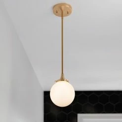 Wholesale ❤️ Signature Hardware Alfaro 60W 1-Light Candelabra E-12 Pendant in Brushed Gold ⌛ -Signature Hardware shop Query 1078