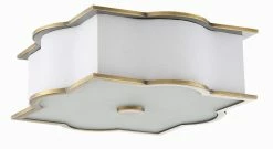 Outlet 🔔 Signature Hardware Ingram 60W 3-Light Fabric Flush Mount Ceiling Fixture in Aged Brass 😀