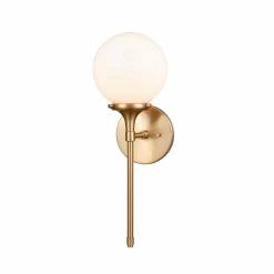 Promo 👏 Signature Hardware Alfaro 60W 1-Light Candelabra E-12 Wall Sconce in Brushed Gold ❤️ -Signature Hardware shop Query 1098