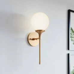 Promo 👏 Signature Hardware Alfaro 60W 1-Light Candelabra E-12 Wall Sconce in Brushed Gold ❤️ -Signature Hardware shop Query 1100