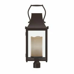Wholesale ⌛ Signature Hardware Whitby High Outdoor Single Head Post Light with Frosted Glass Shade in Bronze 🌟