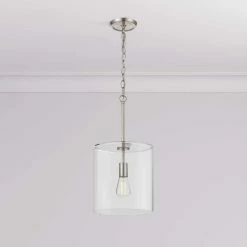 Budget 🌟 Signature Hardware Beringer 60W 1-Light Medium E-26 Pendant in Brushed Nickel 🥰