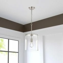 Budget 🌟 Signature Hardware Beringer 60W 1-Light Medium E-26 Pendant in Brushed Nickel 🥰 -Signature Hardware shop Query 1185
