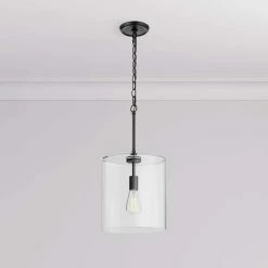 Hot Sale 🛒 Signature Hardware Beringer 60W 1-Light Medium E-26 Pendant in Matte Black 🛒