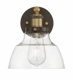 Best Sale ๐ Signature Hardware Mooretown 8-7/8 in. 100W 1-Light Bath Light in Oil Rubbed Bronze with Antique Brass โจ