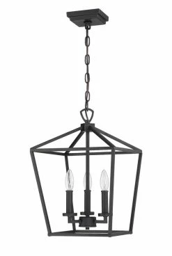 Coupon 👏 Signature Hardware Hillpoint 12 in. Wide 3-Light Pendant in Black (60W) 🎁