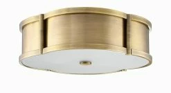 Outlet ✔️ Signature Hardware Javins 60W 3-Light Glass Flush Mount Ceiling Fixture in Aged Brass ⭐
