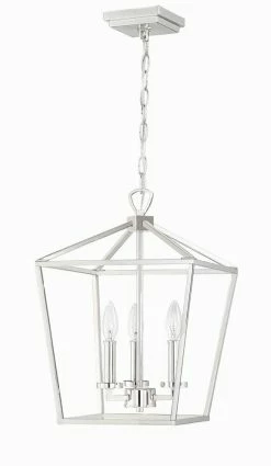 Best Sale ⌛ Signature Hardware Hillpoint 12 in. Wide 3-Light Pendant in Polished Nickel (60W) 🥰