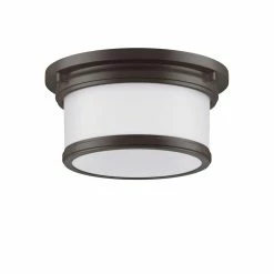 Best Pirce ❤️ Signature Hardware 🌞 Summerlake 5-3/8 x 9-1/2 in. 100W 1-Light Medium E-26 Flush Mount Ceiling Fixture in Oil Rubbed Bronze 🎉