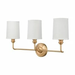Best Pirce 🛒 Signature Hardware Poplin 60W 3-Light Candelabra E-12 Vanity Fixture in Brushed Gold 👍 -Signature Hardware shop Query 1266