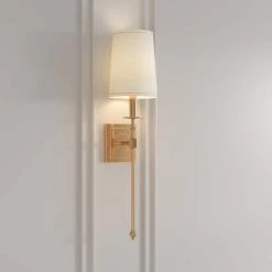 Buy 👏 Signature Hardware Calera 60W 1-Light Candelabra E-12 Wall Sconce in Brushed Gold 🥰