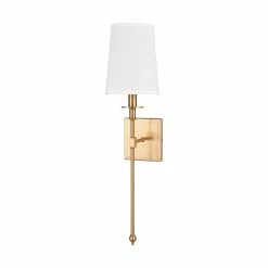 Buy 👏 Signature Hardware Calera 60W 1-Light Candelabra E-12 Wall Sconce in Brushed Gold 🥰 -Signature Hardware shop Query 1289