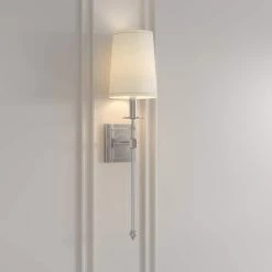 Budget 🛒 Signature Hardware Calera 60W 1-Light Candelabra E-12 Wall Sconce in Polished Nickel 🥰