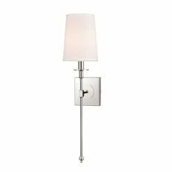 Budget 🛒 Signature Hardware Calera 60W 1-Light Candelabra E-12 Wall Sconce in Polished Nickel 🥰 -Signature Hardware shop Query 1296
