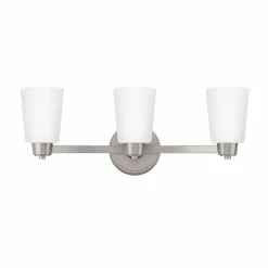 Cheap 💯 Signature Hardware Windsor Gate 8-1/2 x 22-3/8 in. 100W 3-Light Medium E-26 Vanity Fixture in Brushed Nickel 😍