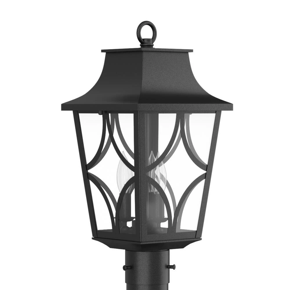 Outlet ✨ Signature Hardware Altimeter 19-7/8 in. 60W 3-Light Candelabra E-12 Post Lantern in Black 👍 4 Outlet ✨ Signature Hardware Altimeter 19-7/8 in. 60W 3-Light Candelabra E-12 Post Lantern in Black 👍 - Image 2