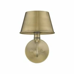 Best Sale 🔔 Signature Hardware Stanburn 60W 1-Light Medium E-26 Incandescent Wall Sconce in Aged Brass 🎉
