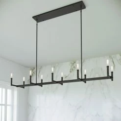 Budget 🛒 Signature Hardware Kunin 60W 10-Light Candelabra E-12 Chandelier in Matte Black ⌛ -Signature Hardware shop Query 1351