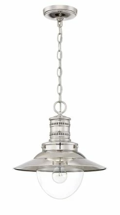 Cheapest ⌛ Signature Hardware Ellwood 13-1/2 in. 100W 1-Light Medium Pendant in Polished Nickel 💯