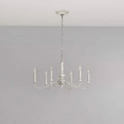 Cheapest 🎉 Signature Hardware Cardella 60W 6-Light Candelabra E-12 Chandelier in White Wash 🤩