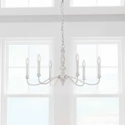 Cheapest 🎉 Signature Hardware Cardella 60W 6-Light Candelabra E-12 Chandelier in White Wash 🤩 -Signature Hardware shop Query 1372
