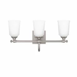 Outlet 🛒 Signature Hardware Antonio 10-1/2 x 21 in. 100W 3-Light Medium E-26 Vanity Fixture in Brushed Nickel 💯