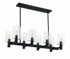 Best Sale 🔔 Signature Hardware Andreo 60W 8-Light Medium E-26 Pendant in Textured Black 👏 -Signature Hardware shop Query 145