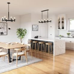 Best Sale 🔔 Signature Hardware Andreo 60W 8-Light Medium E-26 Pendant in Textured Black 👏 -Signature Hardware shop Query 147