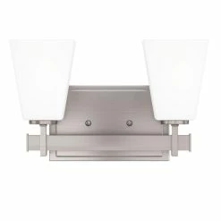Discount 🤩 Signature Hardware Hoxton 8-1/8 x 12-7/8 in. 100W 2-Light Medium E-26 Vanity Fixture in Brushed Nickel ⌛