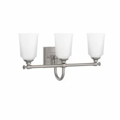 Outlet 🛒 Signature Hardware Antonio 10-1/2 x 21 in. 100W 3-Light Medium E-26 Vanity Fixture in Brushed Nickel 💯 -Signature Hardware shop Query 16