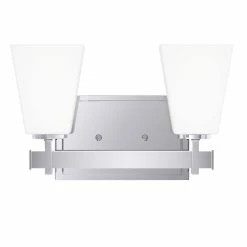Best reviews of 😍 Signature Hardware Hoxton 12-7/8 in. 100W 2-Light Medium E-26 Bath Light with Frosted Glass in Polished Chrome 🎁