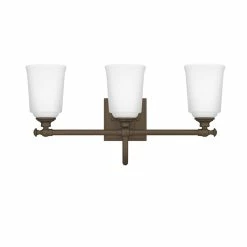 Coupon 💯 Signature Hardware Antonio 10-1/2 x 21 in. 100W 3-Light Medium E-26 Vanity Fixture in Plated Oxidized Bronze ❤️