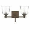 Hot Sale 😍 Signature Hardware Antonia 17-3/8 in. 100W 2-Light Medium E-26 Bath Light with Clear Glass in Plated Oxidized Bronze 😀 -Signature Hardware shop Query 172