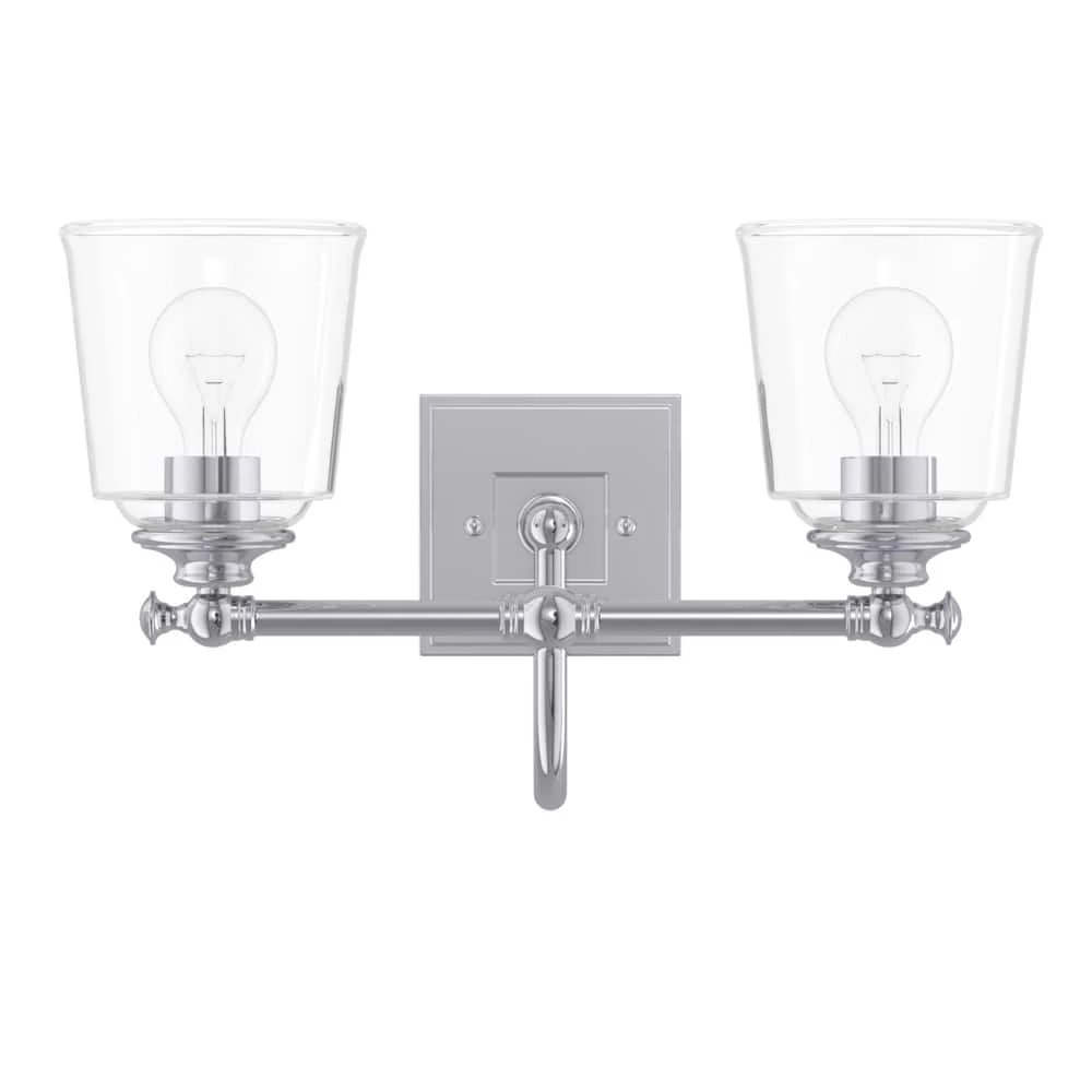 Cheap 🥰 Signature Hardware Antonia 17-3/8 in. 100W 2-Light Medium E-26 Bath Light with Clear Glass in Polished Chrome ✨ 3 Cheap 🥰 Signature Hardware Antonia 17-3/8 in. 100W 2-Light Medium E-26 Bath Light with Clear Glass in Polished Chrome ✨