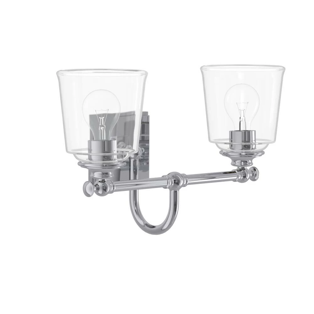 Cheap 🥰 Signature Hardware Antonia 17-3/8 in. 100W 2-Light Medium E-26 Bath Light with Clear Glass in Polished Chrome ✨ 4 Cheap 🥰 Signature Hardware Antonia 17-3/8 in. 100W 2-Light Medium E-26 Bath Light with Clear Glass in Polished Chrome ✨ - Image 2