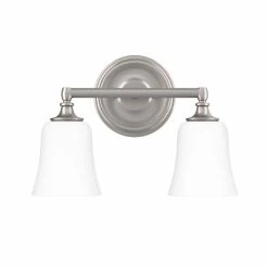Hot Sale 👍 Signature Hardware Scarborough 10 x 14 in. 100W 2-Light Medium E-26 Vanity Fixture in Brushed Nickel ✨