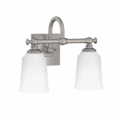Coupon 👍 Signature Hardware Antonio 10-1/2 x 13-1/4 in. 100W 2-Light Medium E-26 Vanity Fixture in Brushed Nickel 🧨 -Signature Hardware shop Query 184