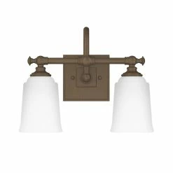 Budget 👏 Signature Hardware Antonio 10-1/2 x 13-1/4 in. 100W 2-Light Medium E-26 Vanity Fixture in Plated Oxidized Bronze 💯