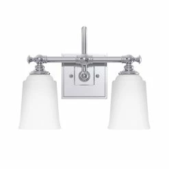 New 🤩 Signature Hardware Antonia 10-1/2 x 13-1/4 in. 100W 2-Light Medium E-26 Vanity Fixture in Polished Chrome 🥰