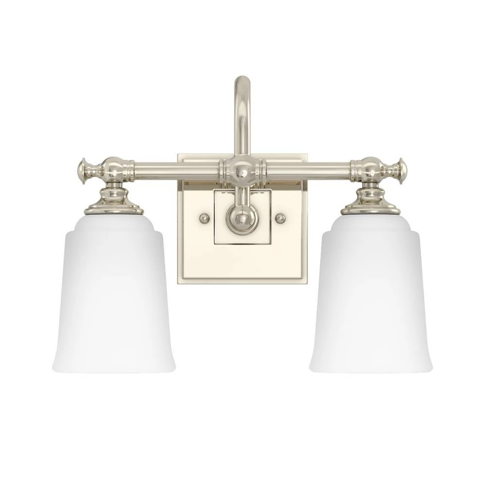 Deals ๐ Signature Hardware Antonio 13-1/4 in. 100W 2-Light Medium E-26 Bath Light with Frosted Glass in Polished Nickel ๐ 3 Deals ๐ Signature Hardware Antonio 13-1/4 in. 100W 2-Light Medium E-26 Bath Light with Frosted Glass in Polished Nickel ๐