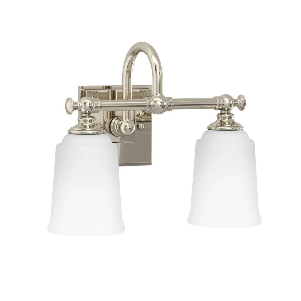 Deals ๐ Signature Hardware Antonio 13-1/4 in. 100W 2-Light Medium E-26 Bath Light with Frosted Glass in Polished Nickel ๐ 4 Deals ๐ Signature Hardware Antonio 13-1/4 in. 100W 2-Light Medium E-26 Bath Light with Frosted Glass in Polished Nickel ๐ - Image 2