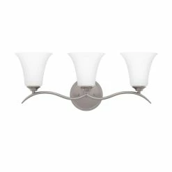 Promo 👍 Signature Hardware Columbus 9-3/8 x 23 in. 100W 3-Light Medium E-26 Vanity Fixture in Brushed Nickel 🎉