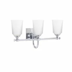 Hot Sale 🔔 Signature Hardware Antonio 21 in. Wide 3-Light Vanity Fixture in Polished Chrome with Frosted Glass Shades (100W) 😀 -Signature Hardware shop Query 21